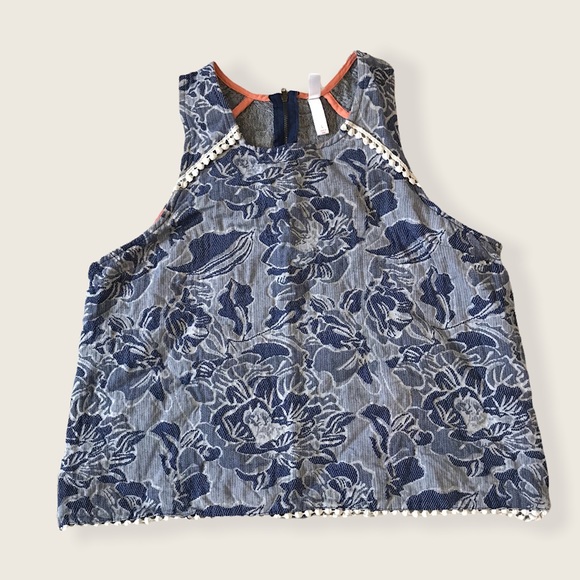 American Eagle Jean Floral Embroidered Pattern Crop/Tank Summer/Spring/Fall Top - Picture 1 of 8